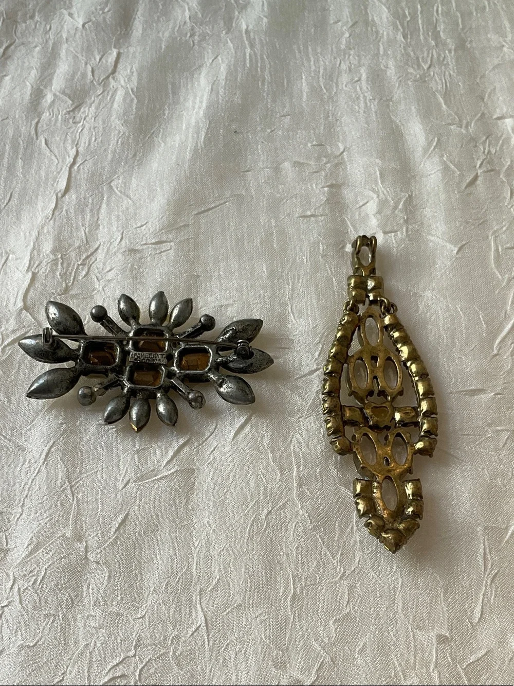 Crystal Brooch and Pendant - Clear Rhinestone Jewelry